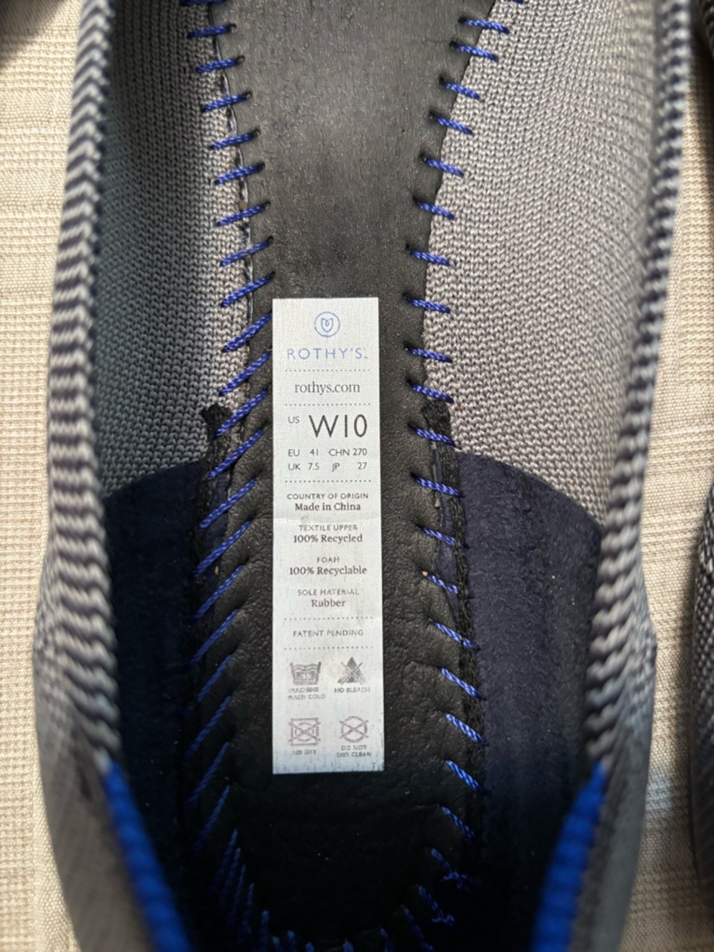 Rothy's Pointed Knit Flats in Charcoal Blue - Picture 5 of 5